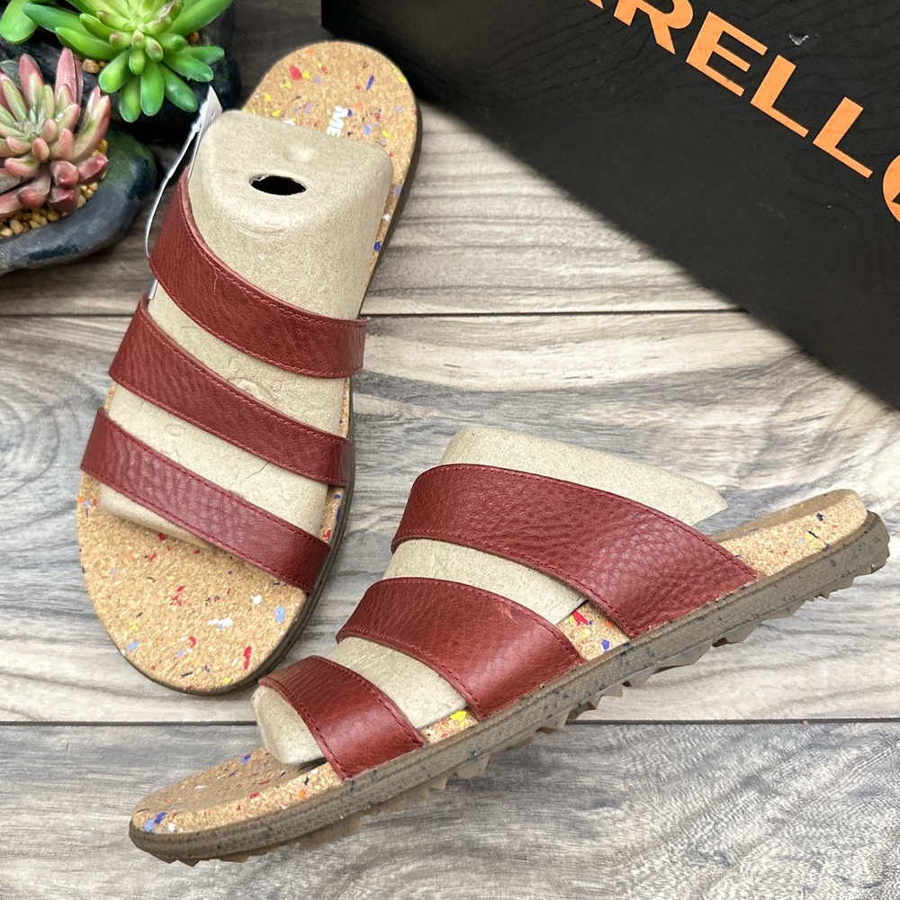 NIB Merrell Napa Valley Slide Leather Sandal Merlot